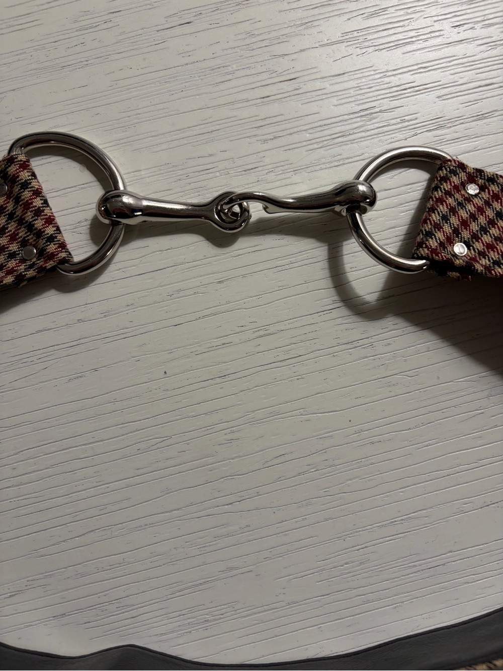 Vintage Fabric Belt with Silver Bit Hardware